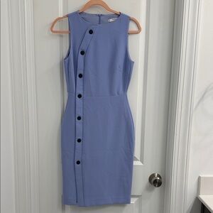 Mango Light Blue Asymmetric Button Midi Dress